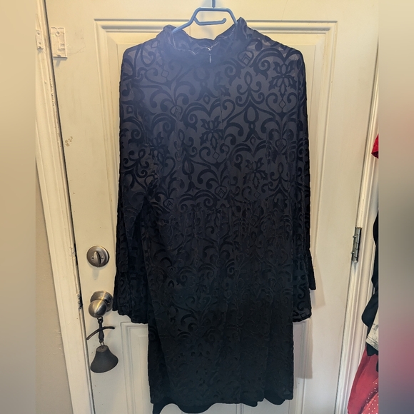 2X Love & Legend Black Flocked Dress - Picture 1 of 4